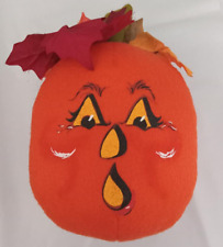 Annalee Dolls Fall Halloween Spooked Face Pumpkin  with Leaves 8