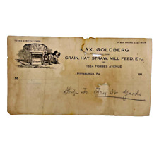 Vintage Max Goldberg Pittsburgh, PA Shipping Label Grain Hay Straw, Mill Feed-A3 picture