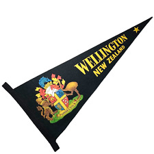 Wellington, New Zealand, Felt Travel Pennant, Screened; 19 inches Wide; Black picture