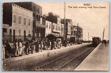 Postcard Suez, The Train arriving from Port Tewfik N129 picture