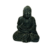 Older Clay Pottery Gray Black Meditating Zen Meditation Buddha 10 inch picture