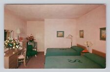 Postcard The Saxony Motel Atlantic City New Jersey Room View Pink Walls Logo picture
