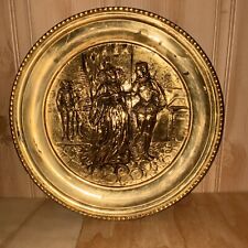 Vintage Large Heavy Brass Wall Hanging Plate  picture