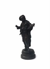 Vintage Rancoulet Spelter  Bronze/Brass Wash Boy With Quill Statue picture