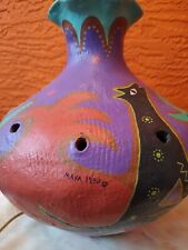 vintage 1990 hand made painted repurposed pottery table lamp picture