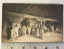 Antique Workers Photo Postcard Factory 1920 1930 Men Women Machines Sepia Europe picture