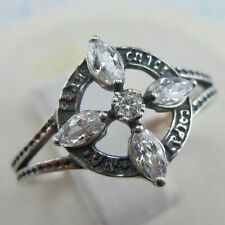 925 Sterling Silver Ring US size 8.0 Openwork Cross Oxidized Prayer Text picture