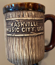 VTG NASHVILLE Music City Mug USA Coffee Cup Textured wood Grain Souvenir picture