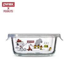 Pyrex Peanuts Snoopy Glass Storage Heat Resistant Containers Square 510ml 17.9oz picture