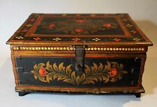 19th c. American Folk Art Enameled & Gold Stenciled Box c. 1860 (12.75