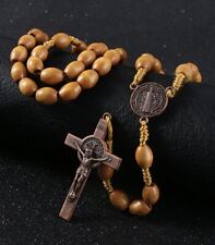 “ON SALE” 2- St Saint Benedict (The Protector) Wood Beaded Rosaries Copper Cross picture
