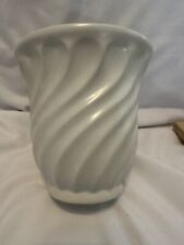 Olaria De Alcobaca Portugal Cream White Swirl Pattern Vase Vintage  6” Tall picture
