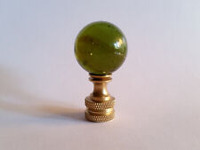 Green Round Glass Ball Marble Agate Lamp Finial Topper with Brass Swivel Base picture