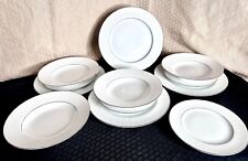 12 pc Gibson Black Tie Platinum Dishes~4-Soup Bowls, 4-Bread &4-Dinner Plates picture