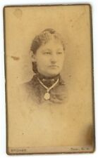 Antique CDV Circa 1870'S Beautiful Woman Wearing Stunning Dress Brigham Dover NH picture