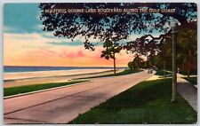 Postcard MS Mississippi Beautiful Double Lane Boulevard Gulf Coast Linen MS09 picture