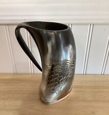 Viking Culture Horn Mug , Engraved Wolf ,  6 Inches picture