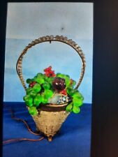 RARE 1920s Vintage Czech Glass Fruit Basket Lamp.. Works picture