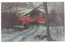 Vintage Somerset County Jennerstown PA Red Wood Snow Bridge Postcard picture