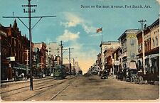 Fort Smith Arkansas Main Street Trolley Buggies Antique Postcard c1910 picture