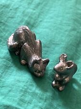Vintage 70’s Pewter METZKE Miniature Kitty Cat Mouse Figurines Pair picture