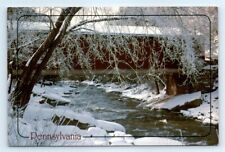 Postcard PA Covered Wooden Bridge Country Winter Scene N2 picture