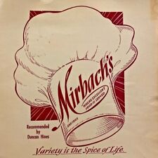 1960s Mirbach's Restaurant Menu Duncan Hines Butternut Street Syracuse New York picture