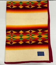 Vtg Beaver State Pendleton Wool Small Lap Throw Blanket Shawl Aztec 42”x30” picture