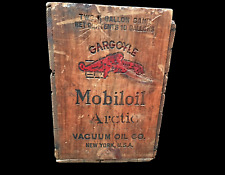 1920's 1930's 40's Vintage Mobil Oil GARGOYLE Wooden Box Crate Sign Standard Oil picture