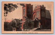 J97/ Shelby Ohio Postcard c1910 Richland County M.E. Church 15 picture