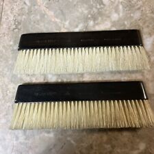 2 Antique Real Ebony Wood Marked Solid Back Brushes picture