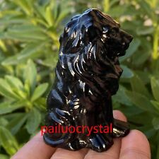 1pcs Natural Obsidian Lion Quartz Crystal Skull Carved Figurines Healing Gem 2