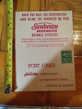 George Washington 1 Cent Stamp On Vintage Sunbeam Shavemaster Advertisement Card picture