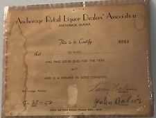 Vintage 1952 Territory of Alaska Liquor License of The Pagoda Restaurant and Bar picture