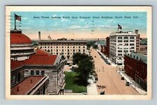 South Bend Indiana, MAIN STREET LOOKING NORTH Aerial View c1924 Vintage Postcard picture