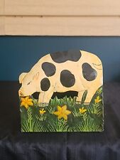 Vintage Metal Pig Wall Pocket/wall planter hand painted Cute picture