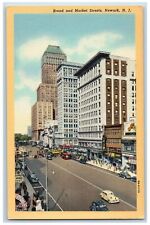 Newark New Jersey NJ Postcard Broad And Market Streets c1940's Business Section picture