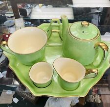 Antique Royal Winton Grimwades Breakfast Tea Tray Set With Toast Rack In Green picture