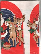 Vintage Christmas Tablecover 1988 Santa Claus Reindeer Paper 52 x 96 Rectangular picture
