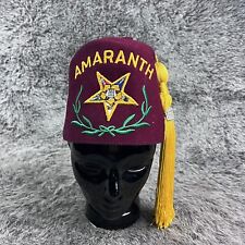 Vintage Masonic Shriners Amaranth Tassle Hat with Crystals Size 6 7/8 Maroon picture
