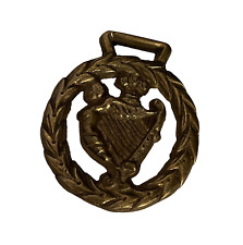Vintage Brass Harness Bridal Horse Medallion Royal Harp Wreath picture