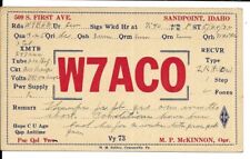 QSL 1932 Sandpoint Idaho   radio card picture