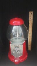 Vintage 1985 Red Carousel Gumball Machine 11” Cast Metal Glass Globe for Parts picture