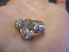 Vtg 925 Sterling Silver C.L. Mark Heart Shape Rhinestone Ring Size 7 1/4 #B181 picture
