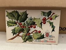 Vtg Postcard Embossed May You Have A Merry Christmas Holly picture