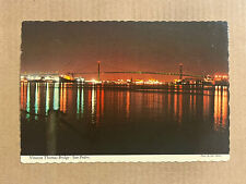 Postcard Los Angeles CA Harbor San Pedro Vincent Thomas Bridge Night Lights picture