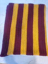 Vtg Handmade Granny Throw Red Gold Potter Gryffindor Colors Tight Weave  45