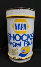 Vintage 1970's NAPA SHOCKS Advertising TRASH GARBAGE CAN AUTO SHOP SIGN GAS OIL picture