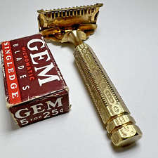 Ever-Ready Gold Vintage Single Edge Safety Razor [PAT 1912] Art Deco Handle picture