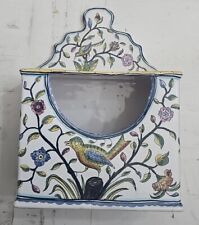 VTG Porcelain Hand Nade And Painted Portugal Wall Hanger Match Box Trinket Vase picture